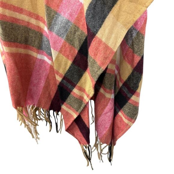 Woolrich Womens Striped Poncho Fleece Fringe Beige Pink Jacket Cardigan sz O/S - Picture 8 of 16